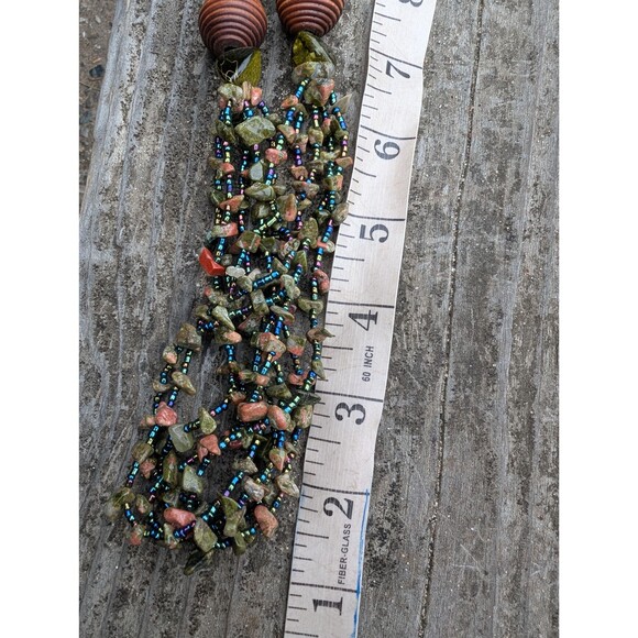 Southwestern Unakite Necklace, Vintage Pink and Green Stone Necklace - Picture 5 of 10